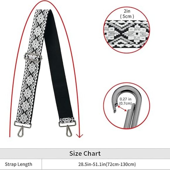 NWT ZOOEASS Nickel Buckles Wide Shoulder / Crossbody Strap - Picture 5 of 7